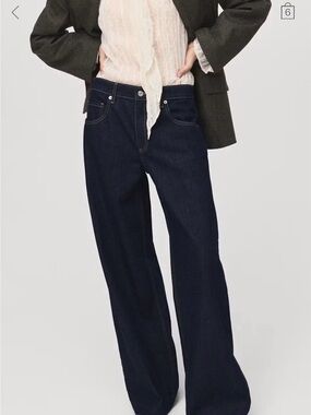 Mango Dark Indigo Wide-Leg Jeans